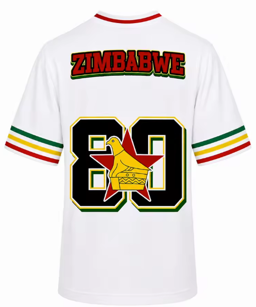Summer Short-Sleeve Sweatshirt, Zimbabwe Men’s V-Neck Short-Sleeve Sweatshirt, White Flag Print Street Style Men’s Clothing
