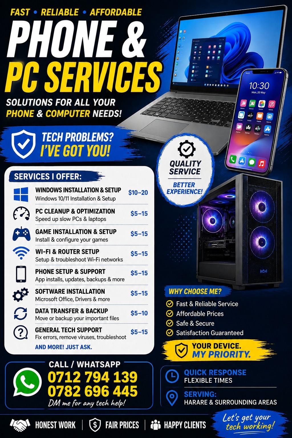 Phone and  PC Services-Harare